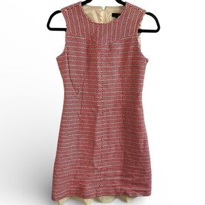 J. Crew Red and White Textured Mini Dress